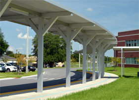 aluminum system at pedestrian pick up