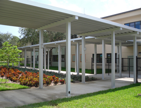  aluminum walkway cover at a school