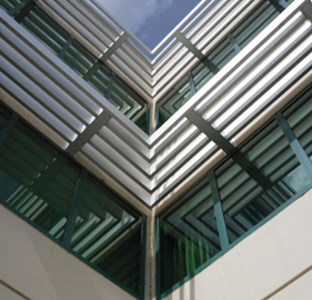 upwards look of the underneath of a sunshade system